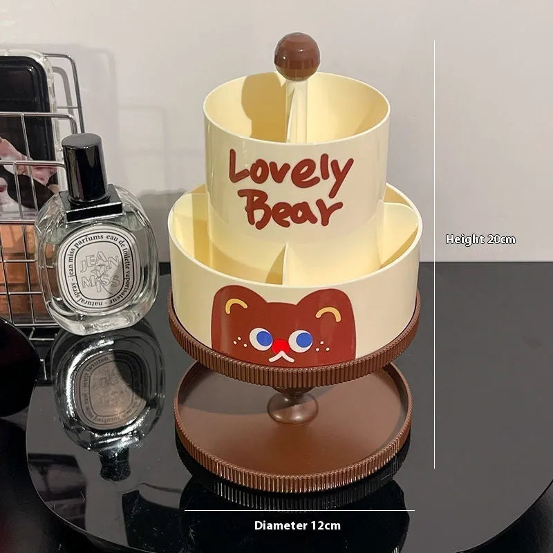 Rotating cosmetic brush storage barrel with Japanese-style design in beige colour showing 18L capacity