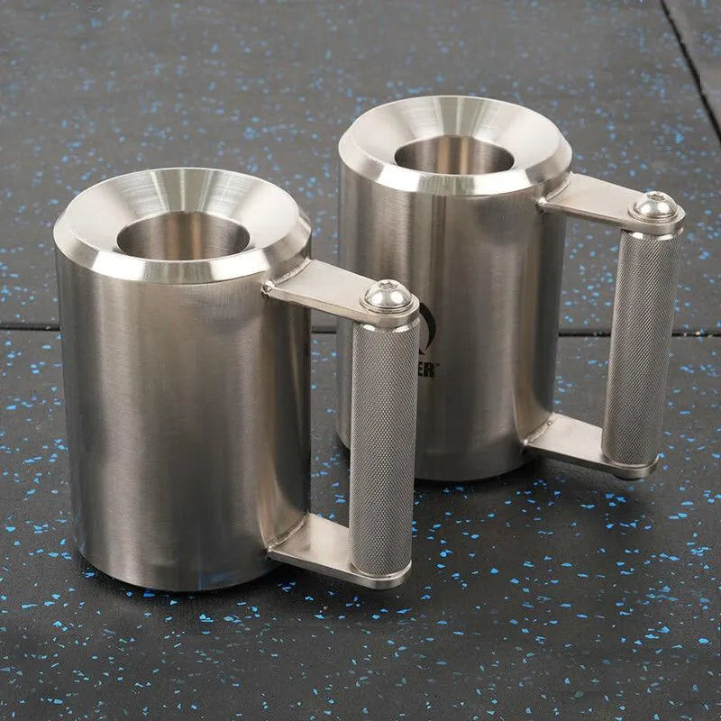 Silver stainless steel dumbbell cup overweight weighing 8kg with cast iron core