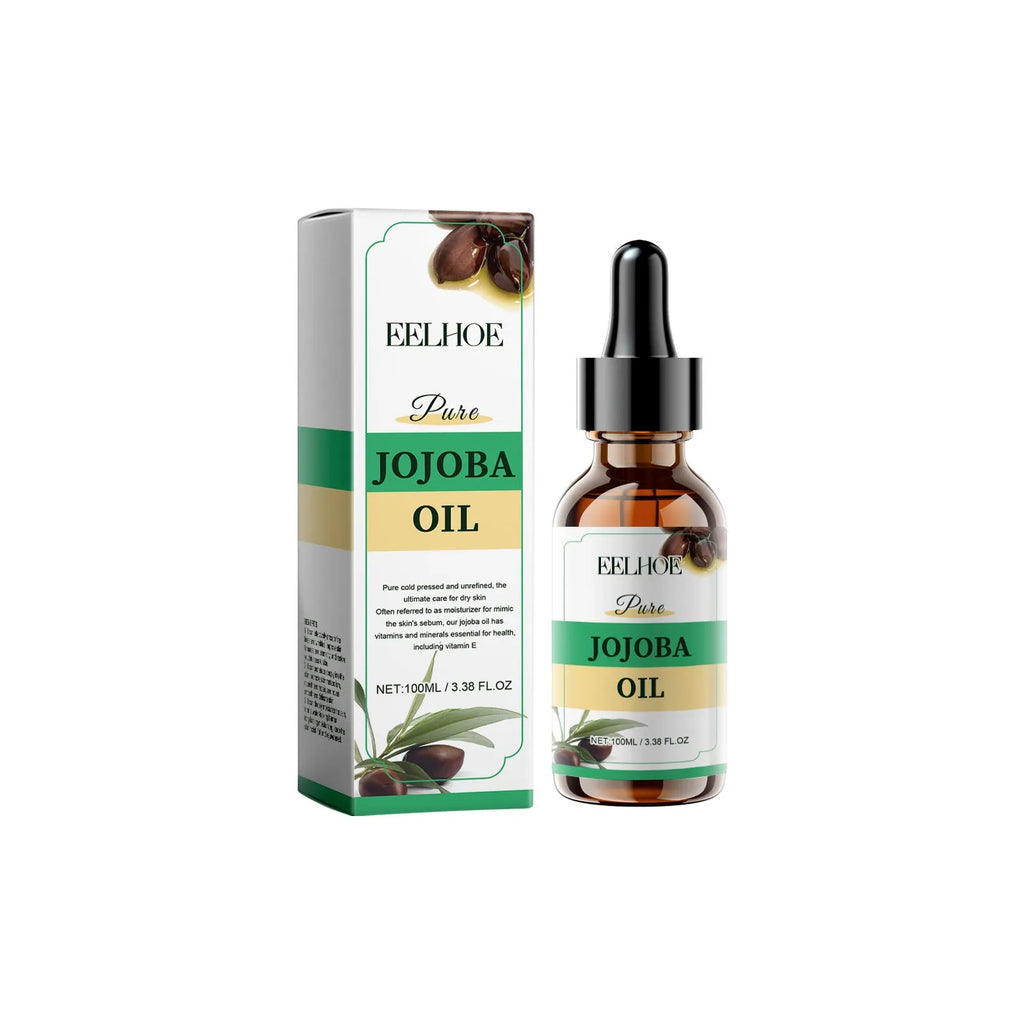 100ml bottle of organic jojoba oil for facial hydration and firming skin elasticity.