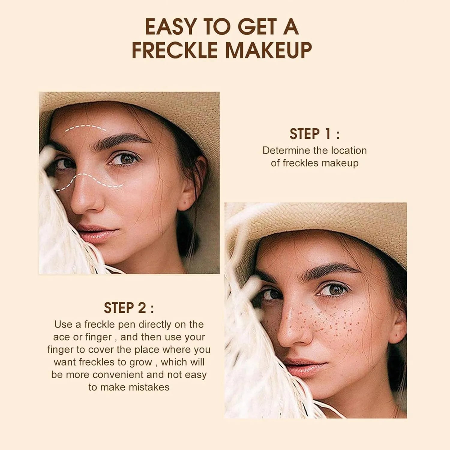 Dark brown freckle pen cosmetic marker for natural-looking waterproof freckles on face and body