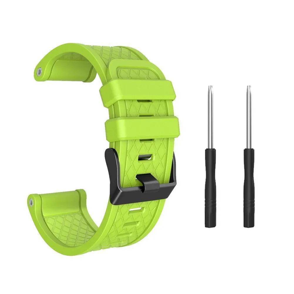 Jiaming 26mm silicone sports watch strap with stainless steel buttons in multiple colour options