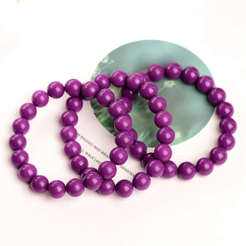 Jiuya polished crystal purple mica bracelet showing 5A grade colour and single ring construction