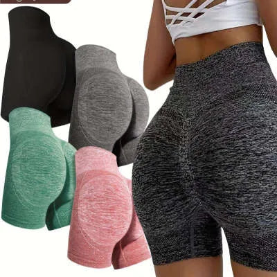 Women's high-waist yoga shorts in quick-dry fabric with seamless waistband for fitness activities