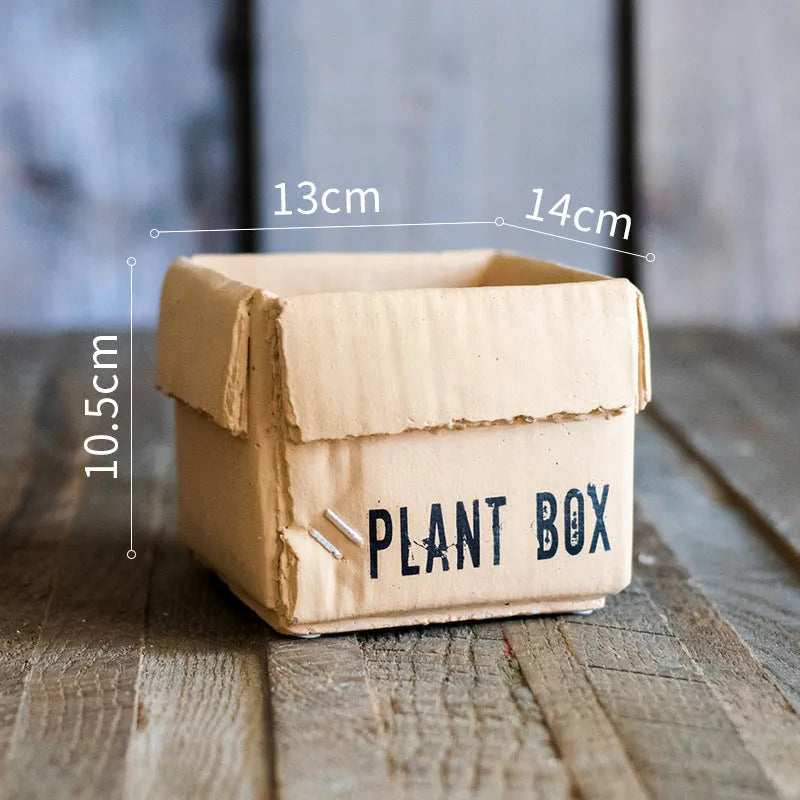 Cement flowerpot with bottom perforation in Nordic style for indoor balcony planting