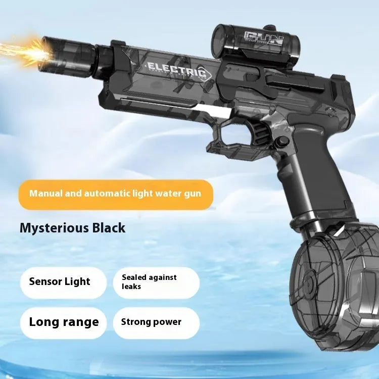 Fire Rat Electric Water Pistol showing black design with cool light effects