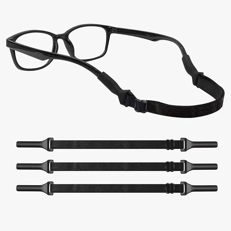 Black adjustable glasses cord with silicone hooks for anti-slip retention on spectacles