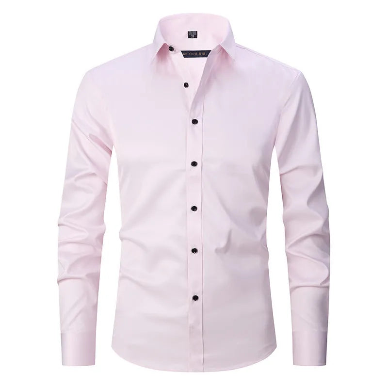 Men's stretch long sleeve work shirt in polyester fabric shown in multiple colour options