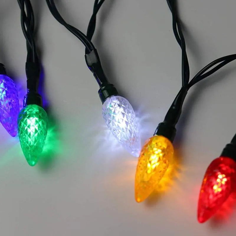 Green USB charging cable with 10 integrated LED Christmas lights flashing, compatible with iOS and Android devices