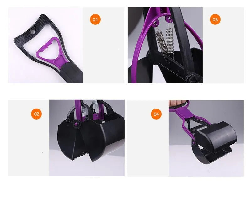 Foldable purple ABS plastic pet toilet for puppy poop picking up with 60cm length