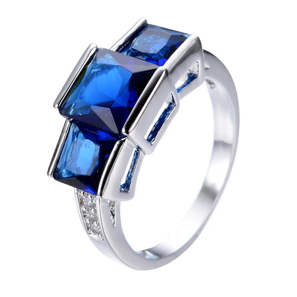 Geometric copper women's ring with an electroplated finish shown in multiple colour options on a white background.