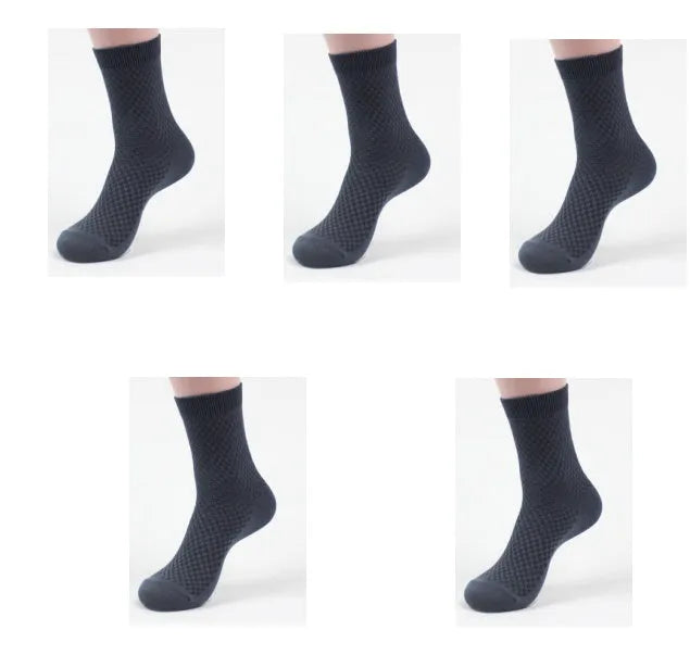 Men's bamboo fibre socks showing small square pattern in one of five available colours.