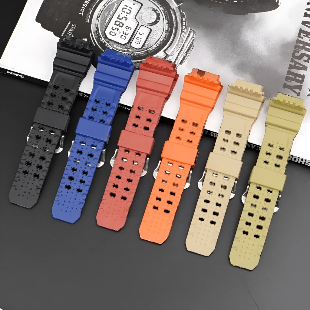 Camouflage TPU rubber watch strap with silver buckle, 12+7cm length