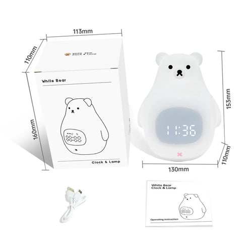 Big white bear silicone night light with remote control and timer functions