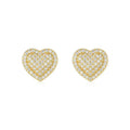 Golden heart-shaped moissanite stud earrings on S925 silver with gold plating