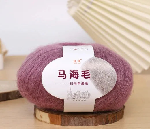 Mohair wool ball for DIY scarf knitting kit with Inverness thread in multiple colour options
