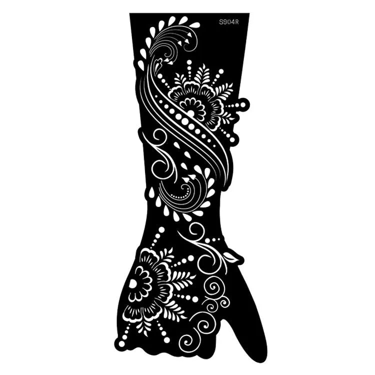 Geometric hollow template tattoo sticker with machine-cut edges and three-dimensional paper carving texture
