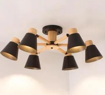 Nordic Creative Isn Macaron ceiling lamp with ironwood construction in multiple colour options