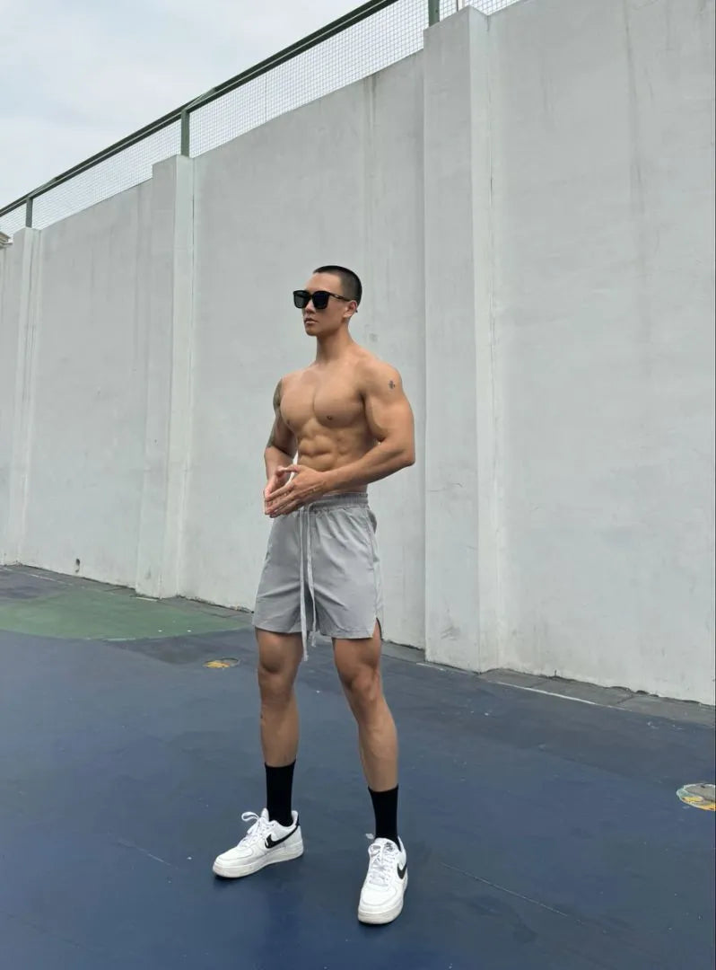 Men's ice silk quick-drying double-layer shorts in nylon fabric, multiple colour options