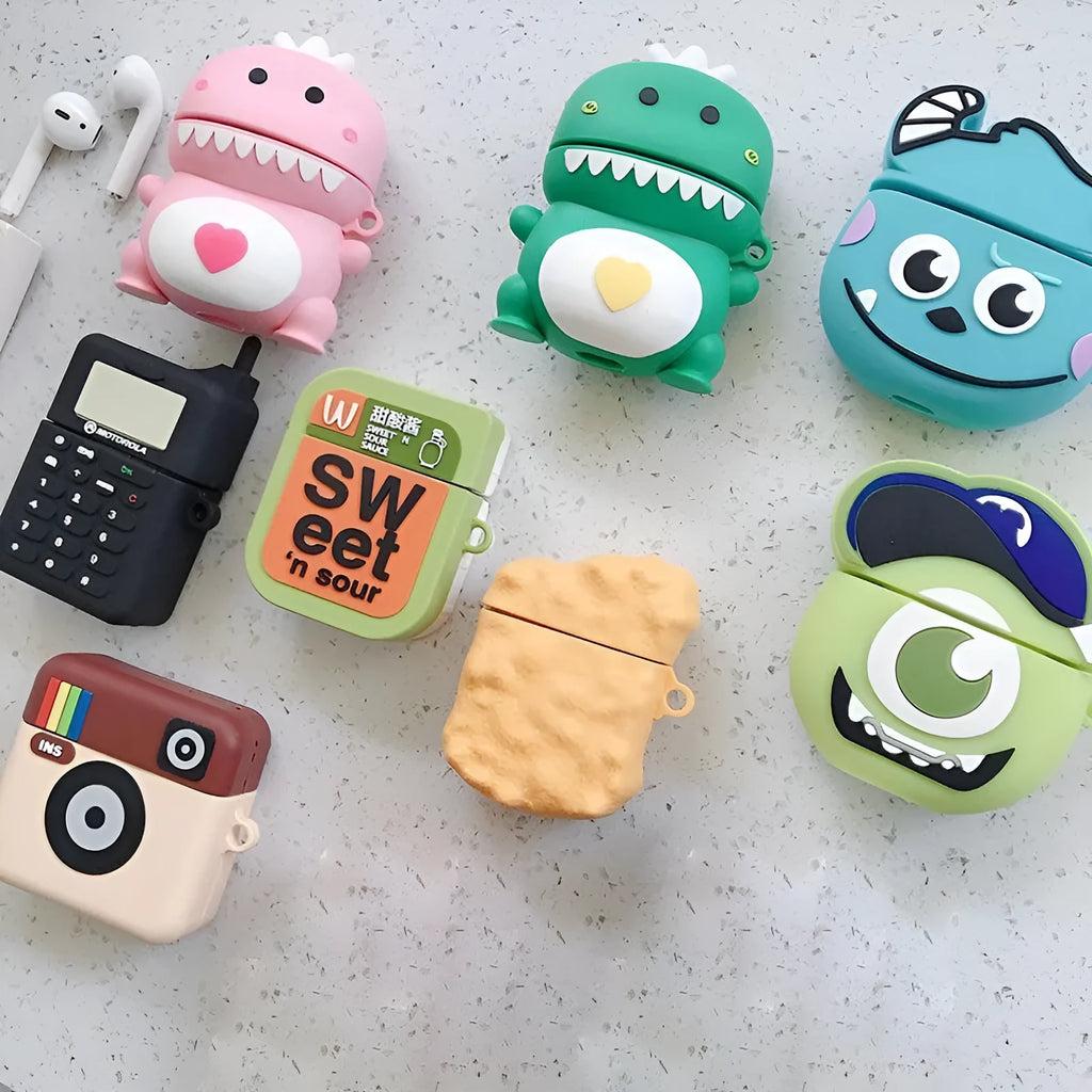 Cartoon animal design silicone case for AirPods 1st and 2nd generation in multiple colour options