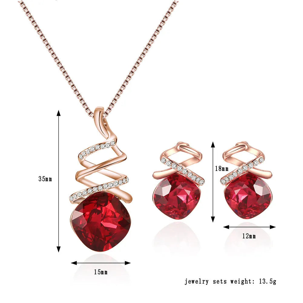 Women's alloy jewellery set with adjustable water wave chain necklace and matching earrings.