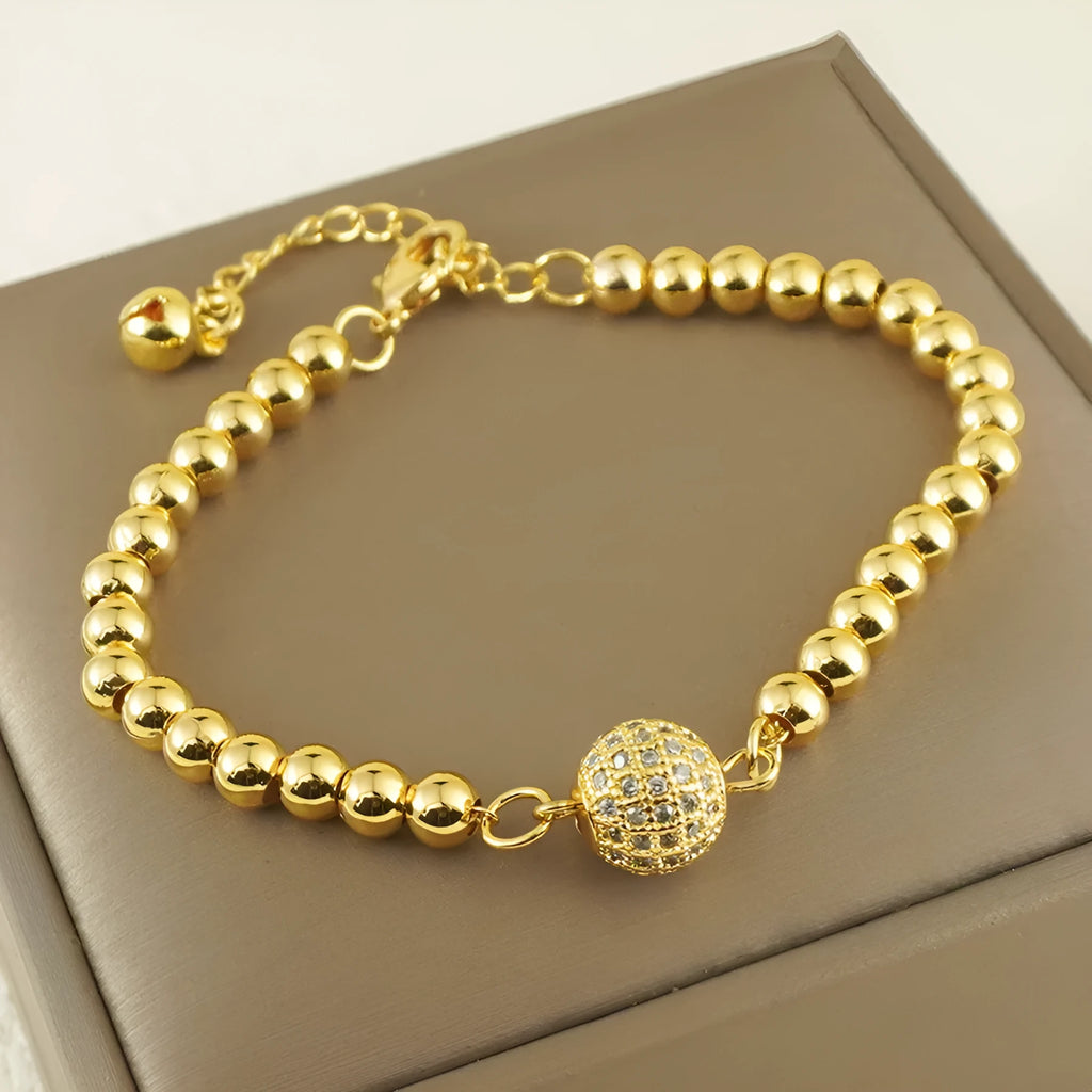 Copper bracelet with zircon stones in Arabic style design featuring heart shape details