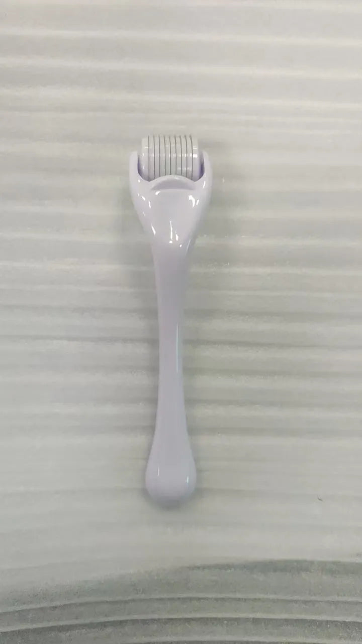 Sterile micro needle derma roller with PC handle in selected colour and 0.2mm, 0.25mm, or 0.3mm needle wheel.