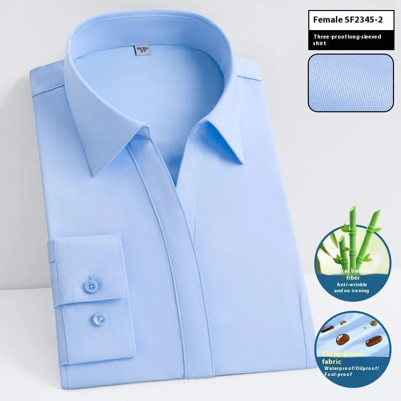 Men's slim fit bamboo fibre business shirt with square collar, shown in a solid colour.