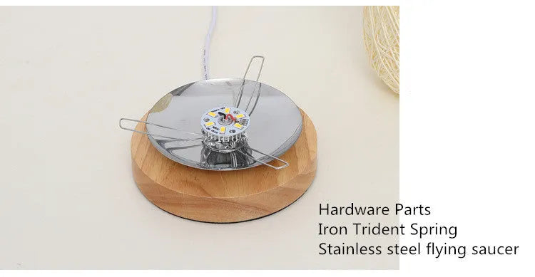 Brown twine Sepak Takraw patterned desk lamp with hemp rope weaving and wooden base