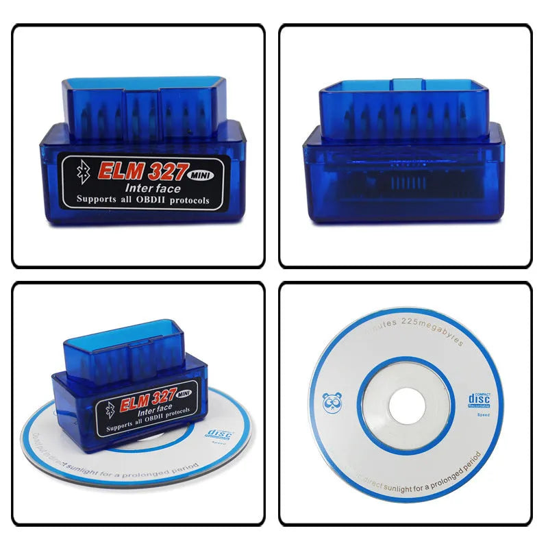 ELM327 Bluetooth OBD2 auto fault detector scanner with compact 45mm design