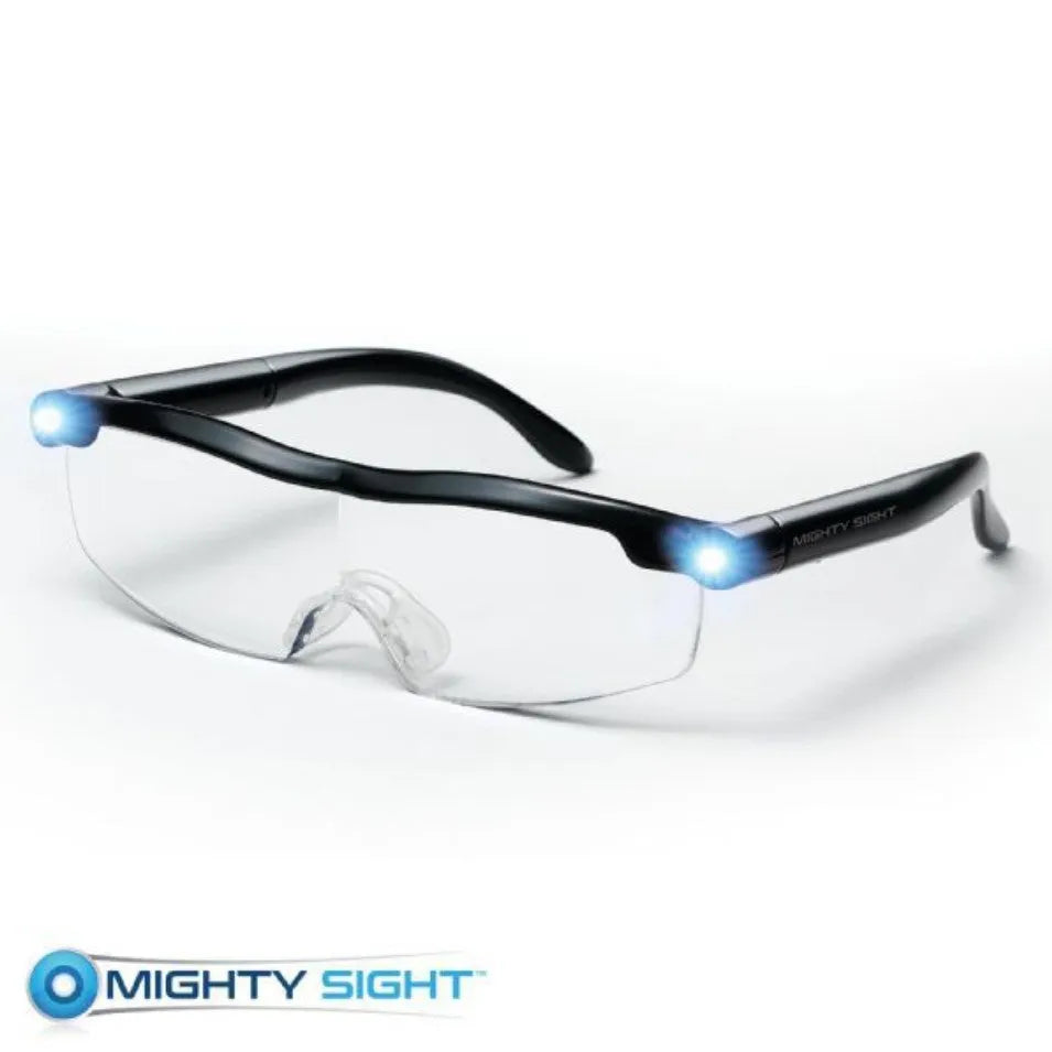 Transparent black USB LED reading glasses with integrated illumination