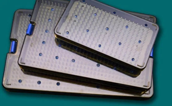 Large, medium, and small soft silicone disinfection boxes for UV sterilisers in assorted colours.