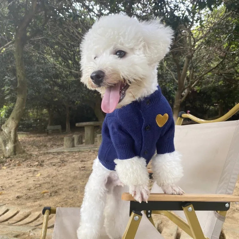 Wool pet sweater cardigan in solid colour for small to medium dogs and cats, available in three colours
