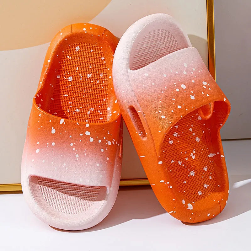 PVC gradient colour slippers for boys and girls with European American style and non-slip sole