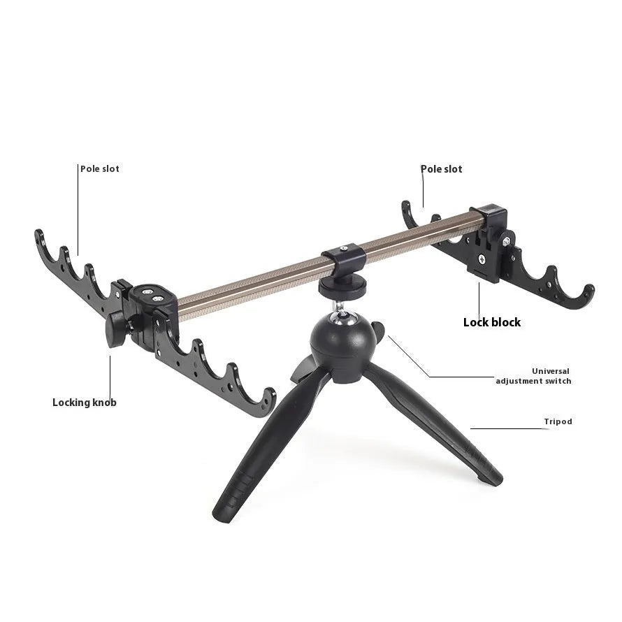 Aluminium ice fishing triangle rod holder bracket with folded legs