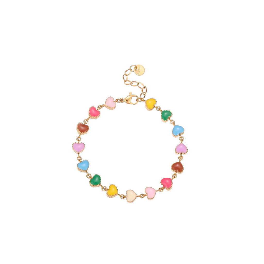 Women's heart-shaped titanium steel bracelet with 18K gold electroplating in gold or steel colour options