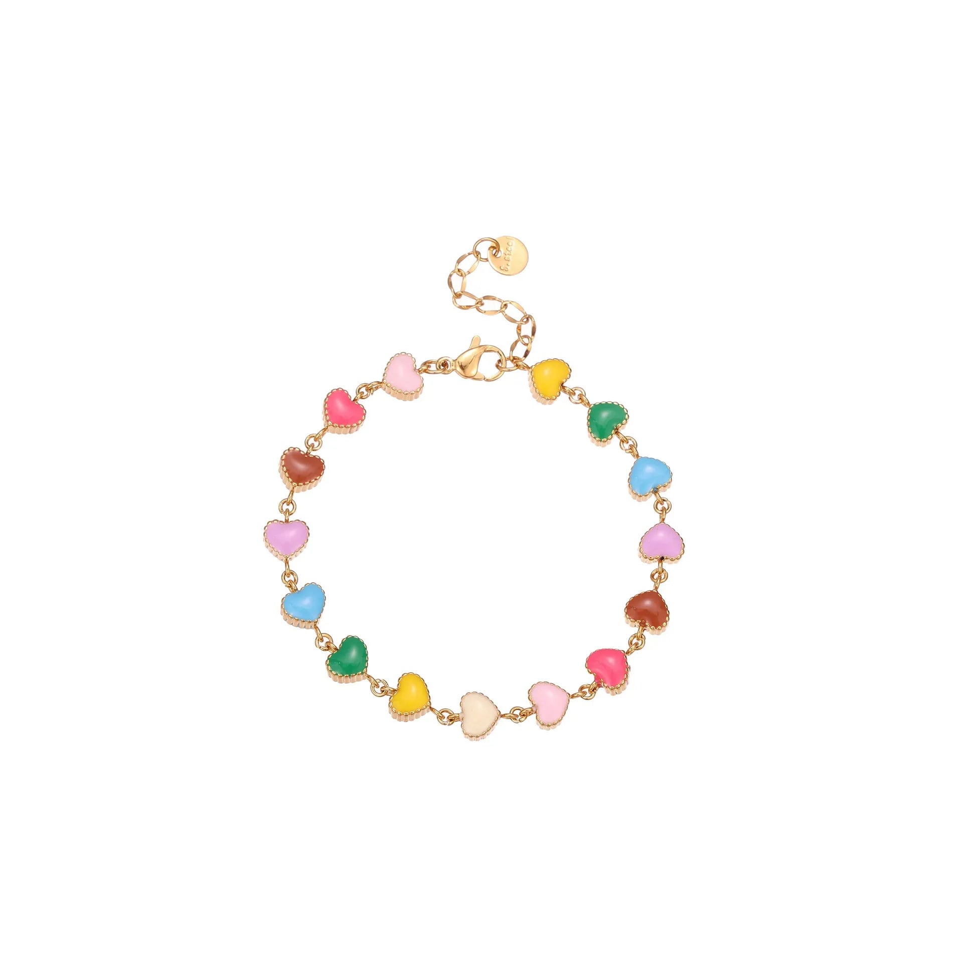 Women's heart-shaped titanium steel bracelet with 18K gold electroplating in gold or steel colour options