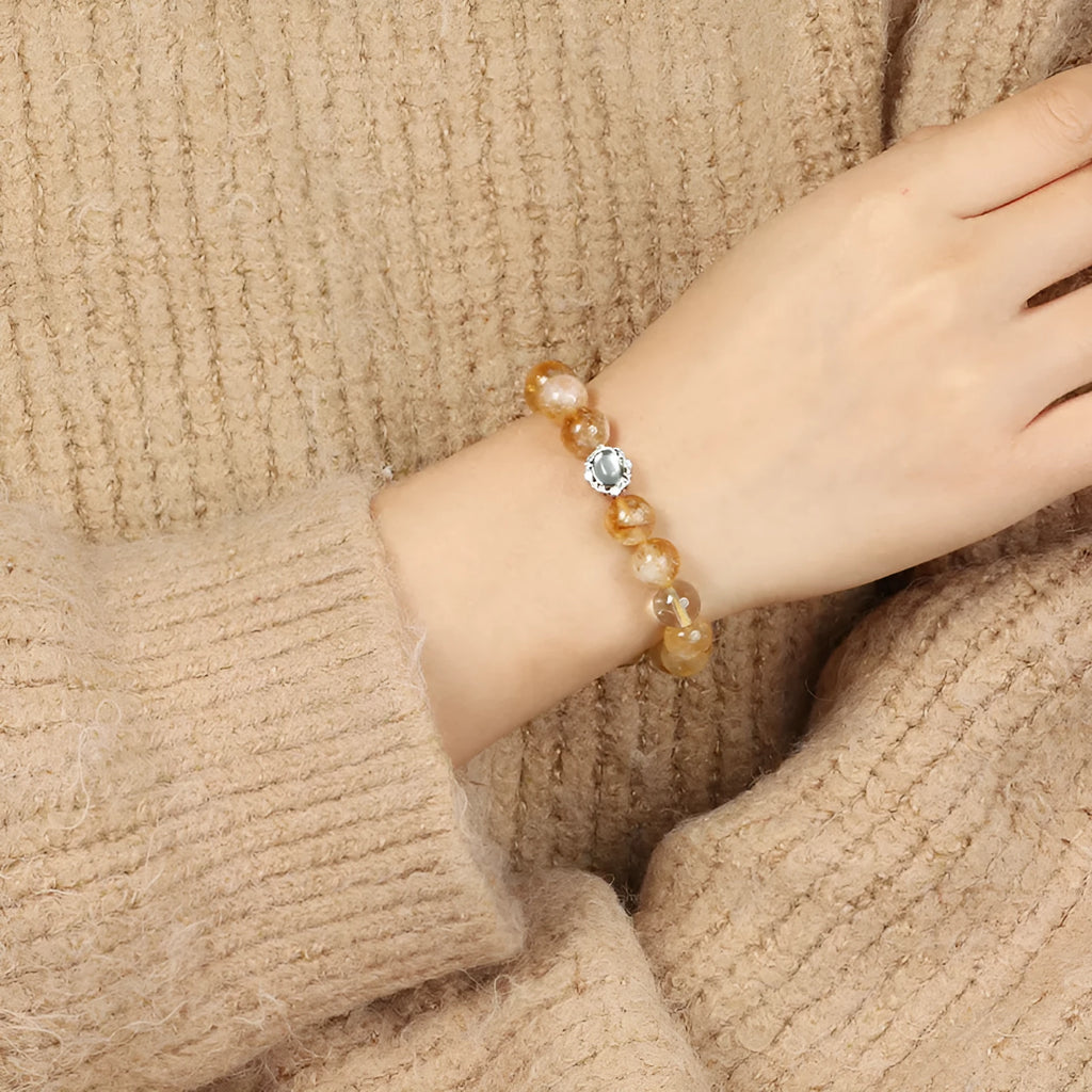 10mm geometrically-cut crystal citrine bracelet in unisex design