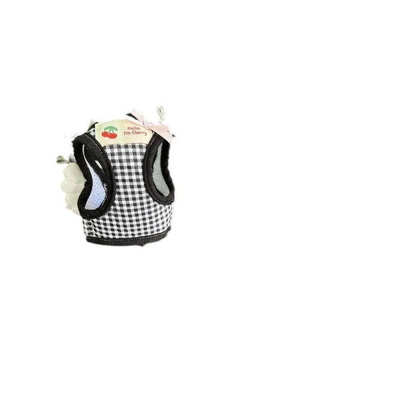 Cotton chest-back hand holding rope for small dogs in pink or black colour