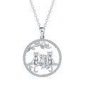 Four kitten pendant necklace for women with copper chain and electroplated finish