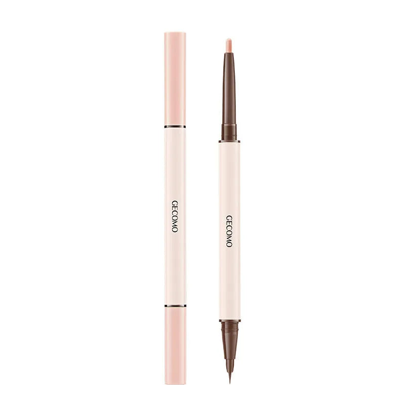Stereoscopic star eyes double-headed silkworm pen eyeliner in pearlescent floating platinum and born nude apricot colours