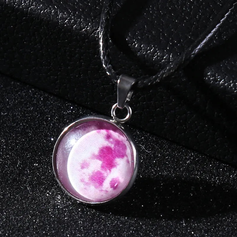 Christmas moon night sky luminous alloy pendant necklace with constellation design on adjustable chain
