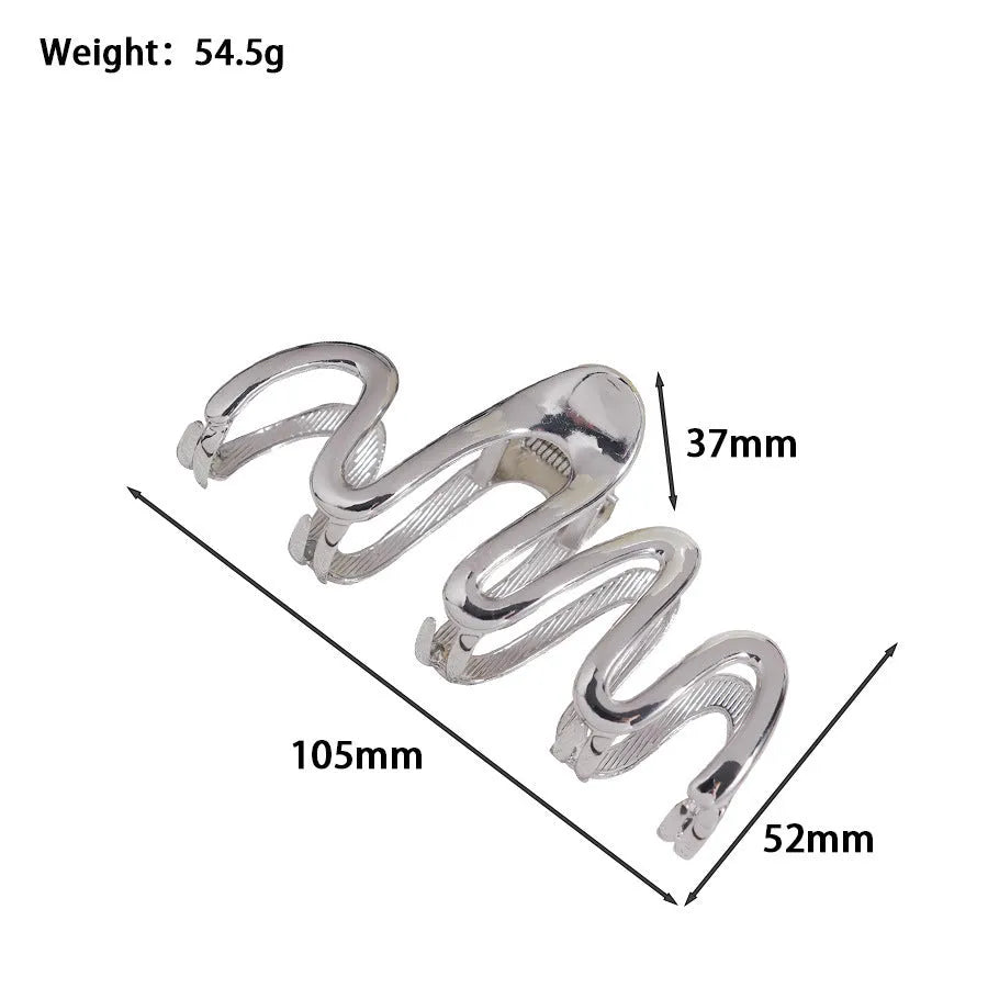 Silver metal hair barrette claw clip with electroplated finish and decorative design