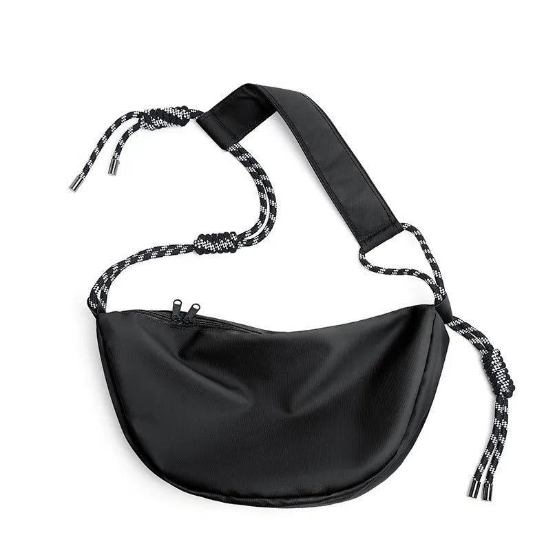 Men's nylon messenger bag in solid colour with large capacity and urban simplicity design