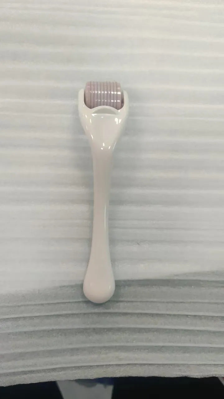 Sterile micro needle derma roller with PC handle in selected colour and 0.2mm, 0.25mm, or 0.3mm needle wheel.