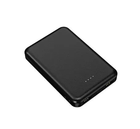 Black and white electric heating vest power bank with dimensions 97x64x14mm.