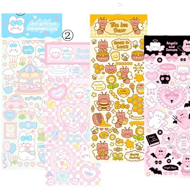 PVC waterproof agenda notebook stickers with cartoon designs for stationery decoration