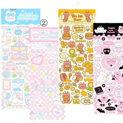 PVC waterproof agenda notebook stickers with cartoon designs for stationery decoration