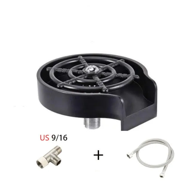 Black high pressure stainless steel glass washer with ABS base and copper hose