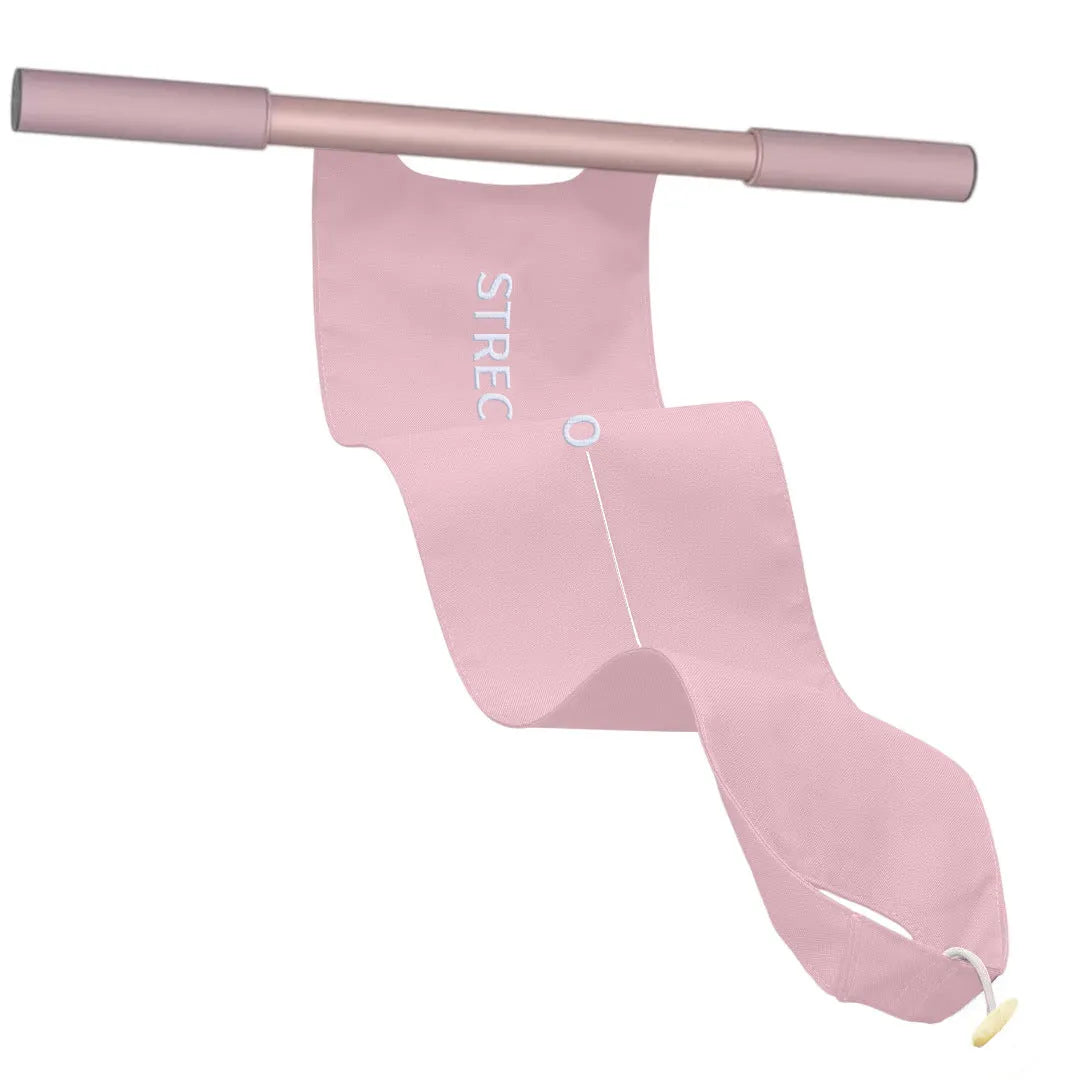Grey and pink yoga multi-function stretching tool for shoulder, back and hip exercises