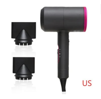 Dual voltage 2000W hotel hair dryer with 2.5 metre cable in metallic black finish